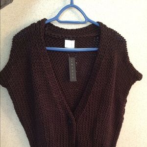 Theory Brown Vest Cardigan Size Small, New